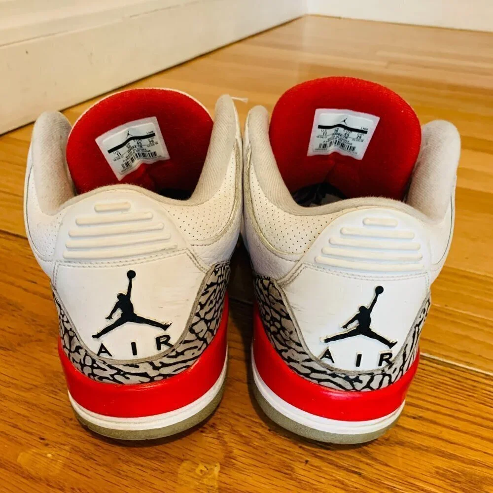 Nike Air Jordan 3 Retro Hall of Fame 2018 Size 11 136064-116 White Red Grey OG